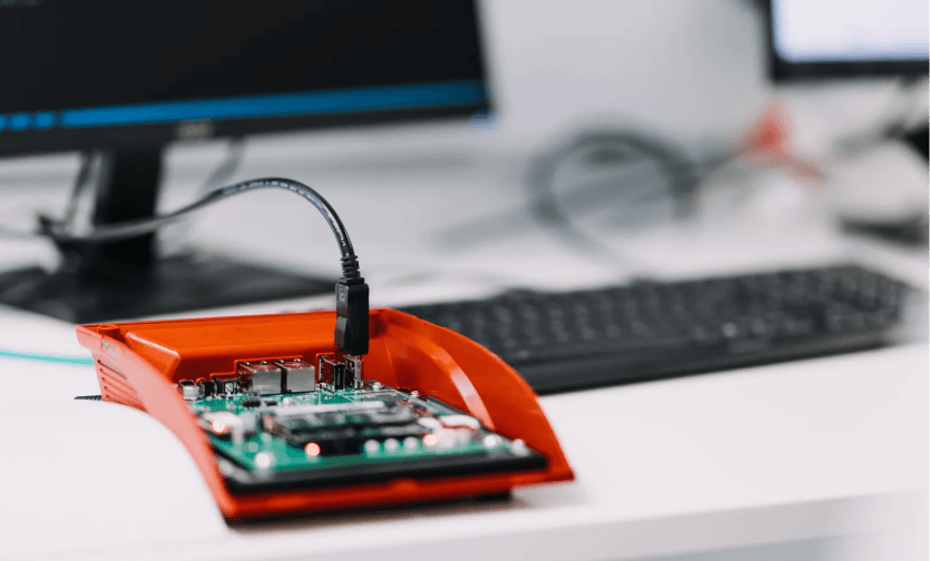 Embedded hardware on desk